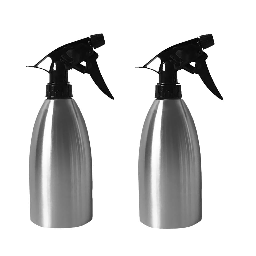 2Pcs Gardening Tool Stainless Steel Watering Can Plant Spray Bottle Silver
