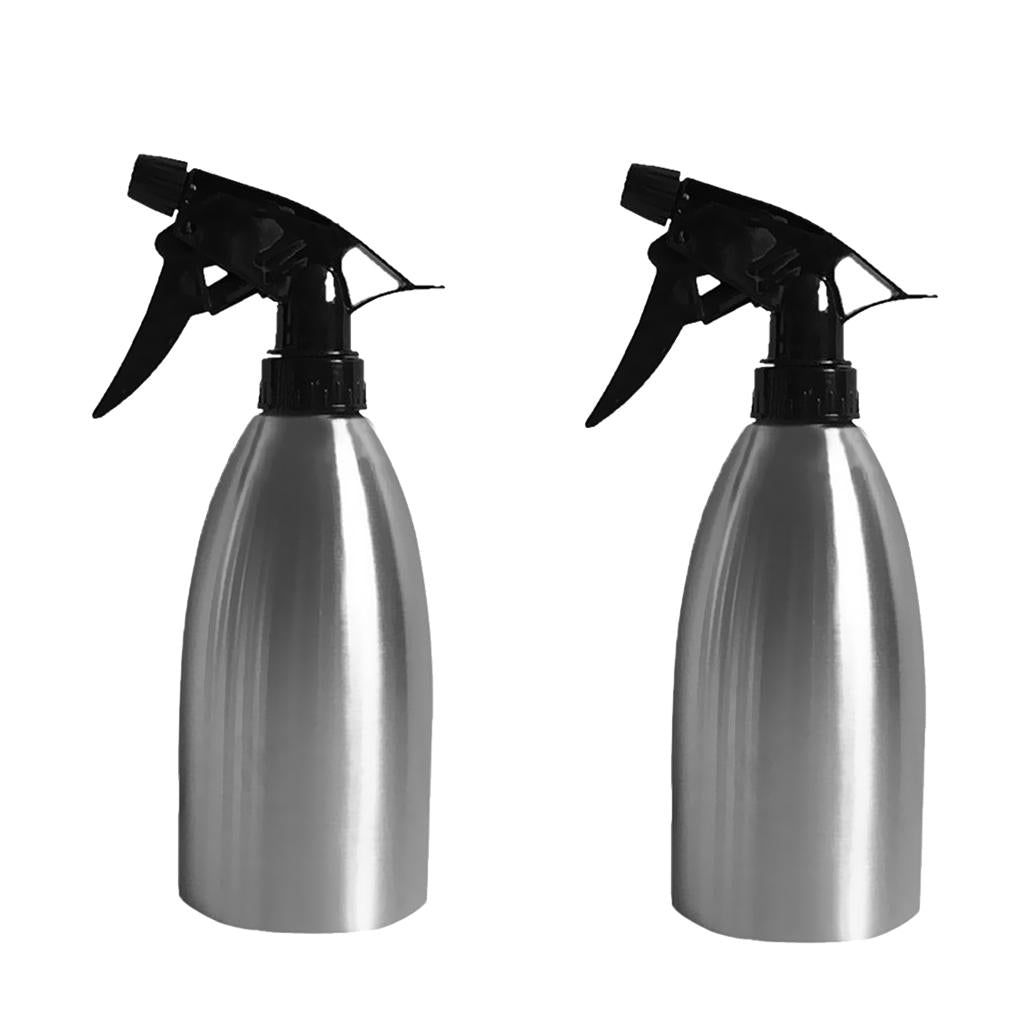 2Pcs Gardening Tool Stainless Steel Watering Can Plant Spray Bottle Silver
