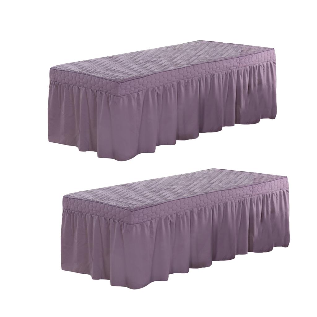 2xSPA Massage Table Skirt Beauty Bed Cover Linen Valance Sheet Purple
