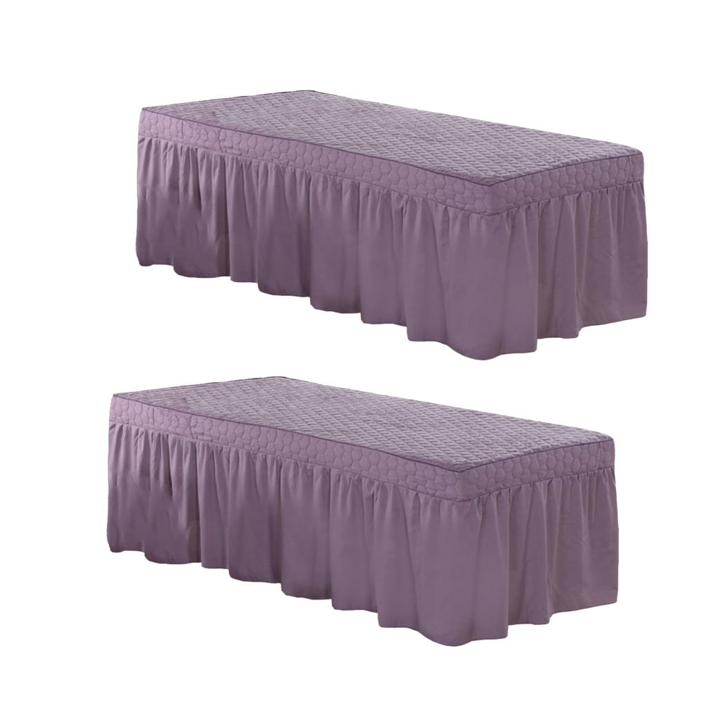 2xSPA Massage Table Skirt Beauty Bed Cover Linen Valance Sheet Purple