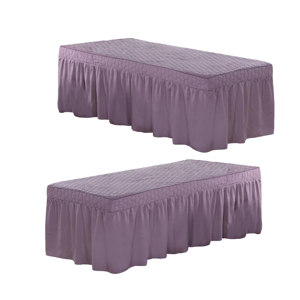 2xSPA Massage Table Skirt Beauty Bed Cover Linen Valance Sheet Purple