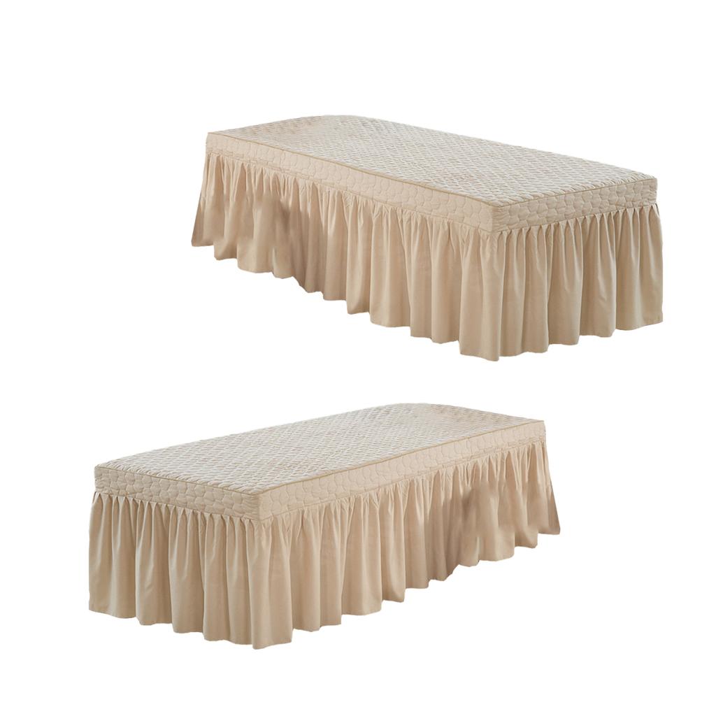 2xSPA Massage Table Skirt Beauty Bed Cover Linen Valance Sheet Light Camel