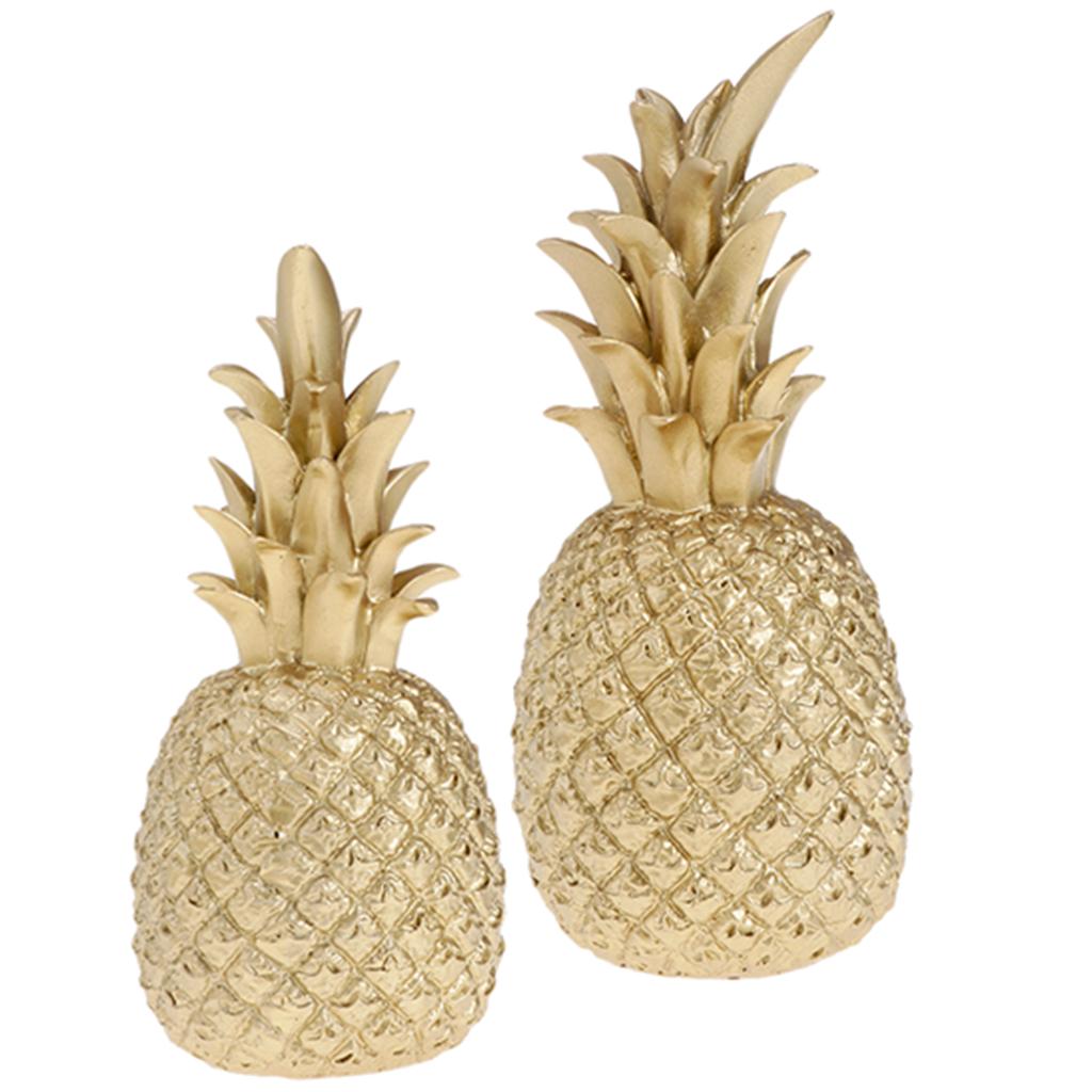 Creative Resin Pineapple Shaped Ornament Golden Showpiece L+S