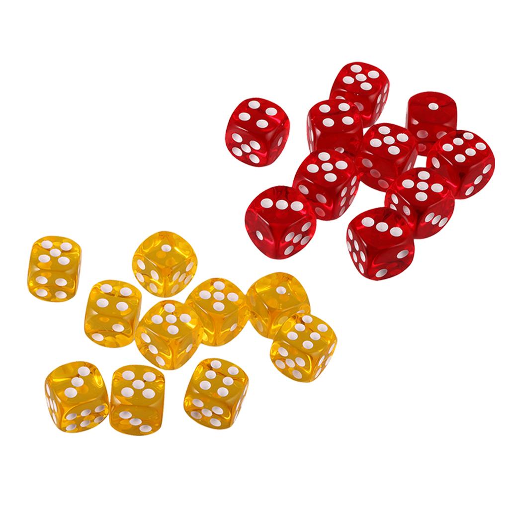 20 Pack of Acrylic Six Sided D6 Dice for D&D TRPG Party Board Game Toys