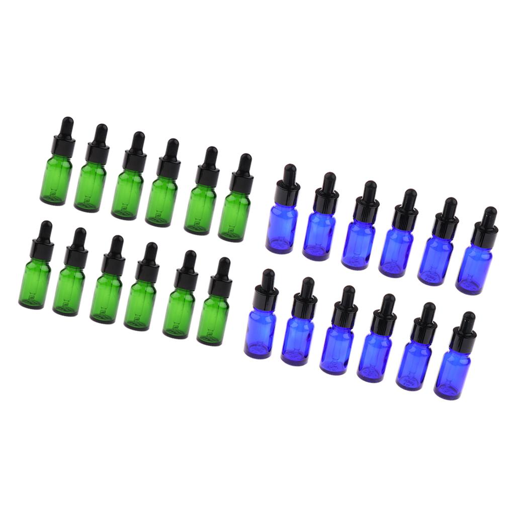 24 PCS 5ml/10ml Empty Essential Oil Bottle Glass Liquid Aromatherapy Dropper