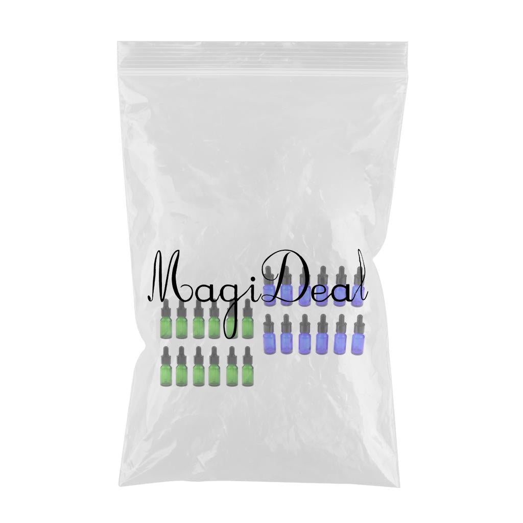 24 PCS 5ml/10ml Empty Essential Oil Bottle Glass Liquid Aromatherapy Dropper