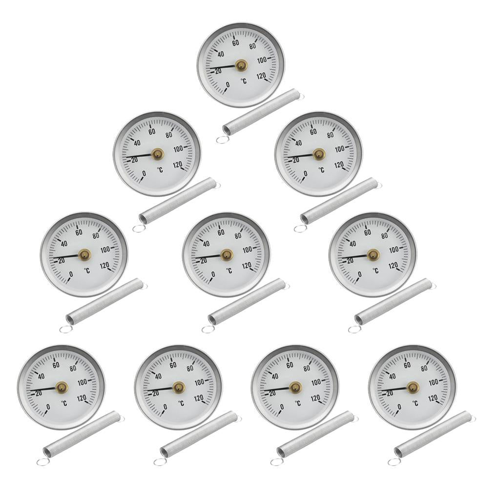 10PCS 63mm Clip-on Pipe Thermometer Temperature Gauge With Spring