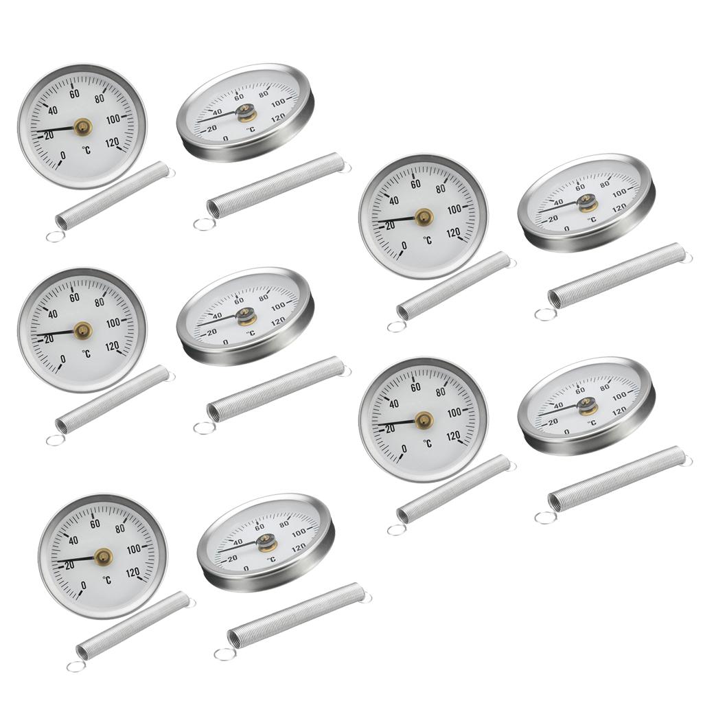 10PCS 63mm Clip-on Pipe Thermometer Temperature Gauge With Spring