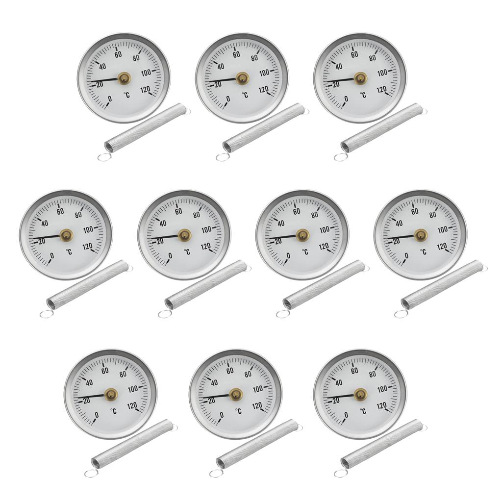 10PCS 63mm Clip-on Pipe Thermometer Temperature Gauge With Spring