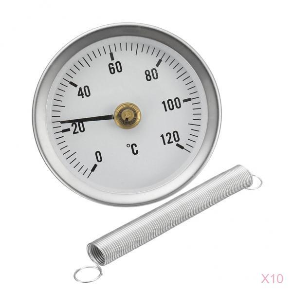 10PCS 63mm Clip-on Pipe Thermometer Temperature Gauge With Spring
