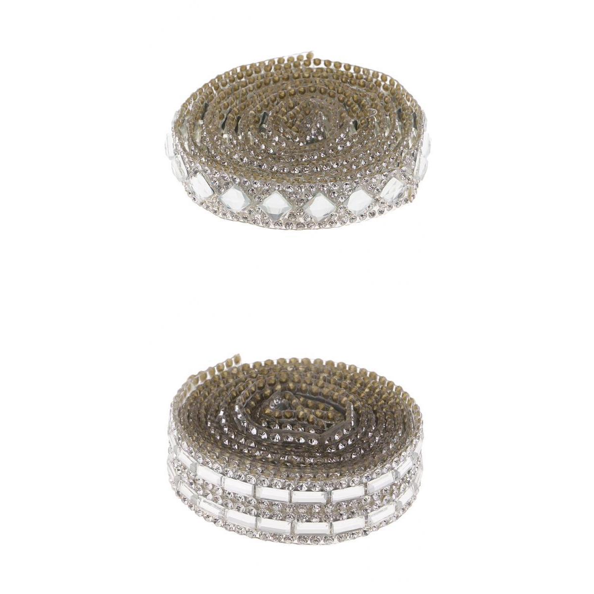 2 Roll Silver Rhinestone Ribbon Crystal Sewing Trim DIY Crafts Each 1 Yard