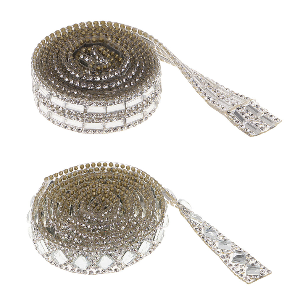 2 Roll Silver Rhinestone Ribbon Crystal Sewing Trim DIY Crafts Each 1 Yard