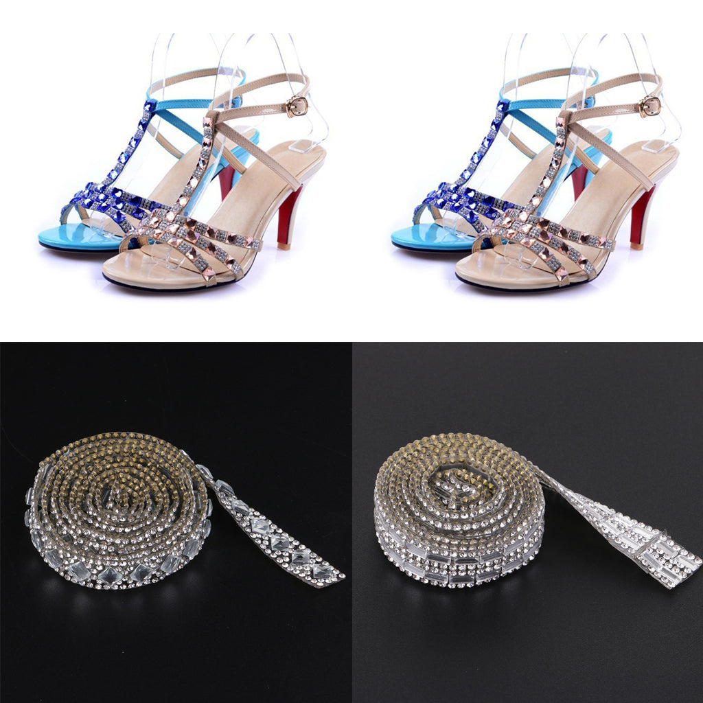 2 Roll Silver Rhinestone Ribbon Crystal Sewing Trim DIY Crafts Each 1 Yard