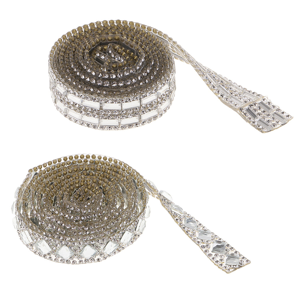 2 Roll Silver Rhinestone Ribbon Crystal Sewing Trim DIY Crafts Each 1 Yard