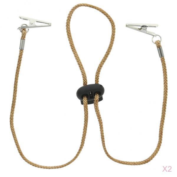 2 Pcs Adjustable Baby Elder Adult Dinner Napkin Clip Holder Chain Lanyard