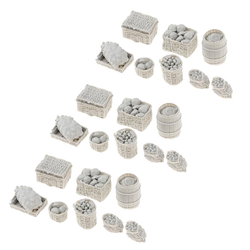 3set 1/35 Military Soldier Food Supplies Basket Cask Models for Sand Table