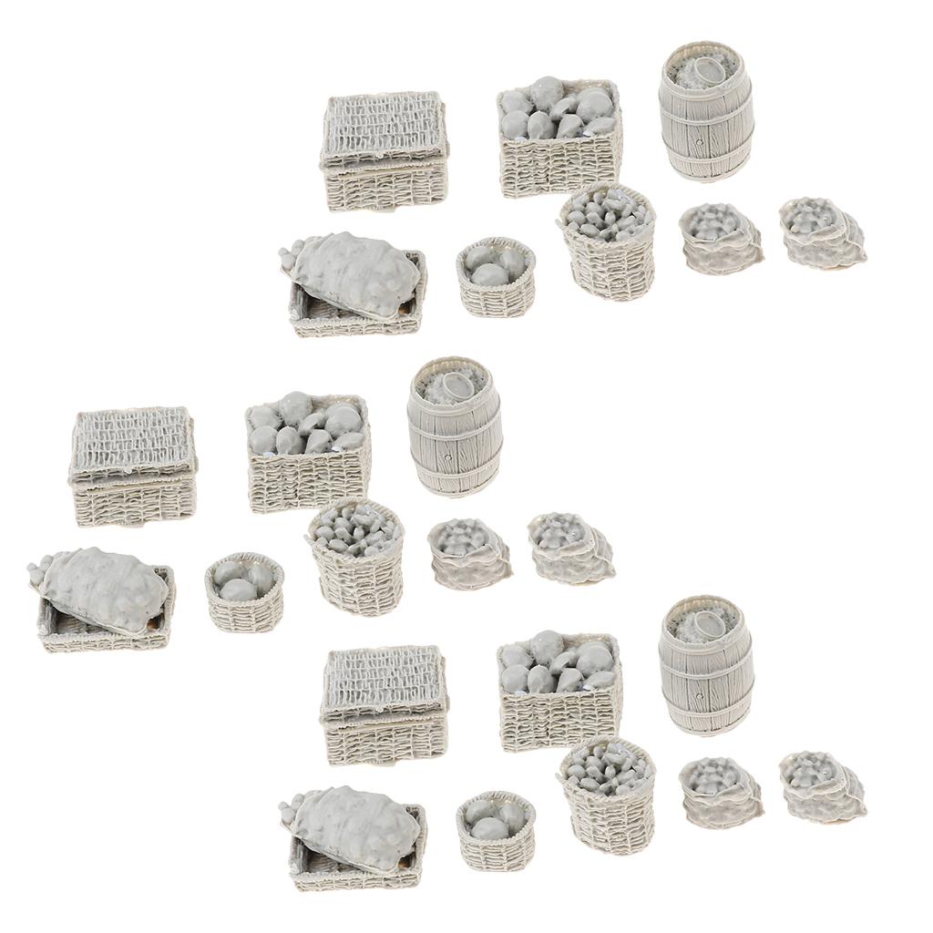 3set 1/35 Military Soldier Food Supplies Basket Cask Models for Sand Table