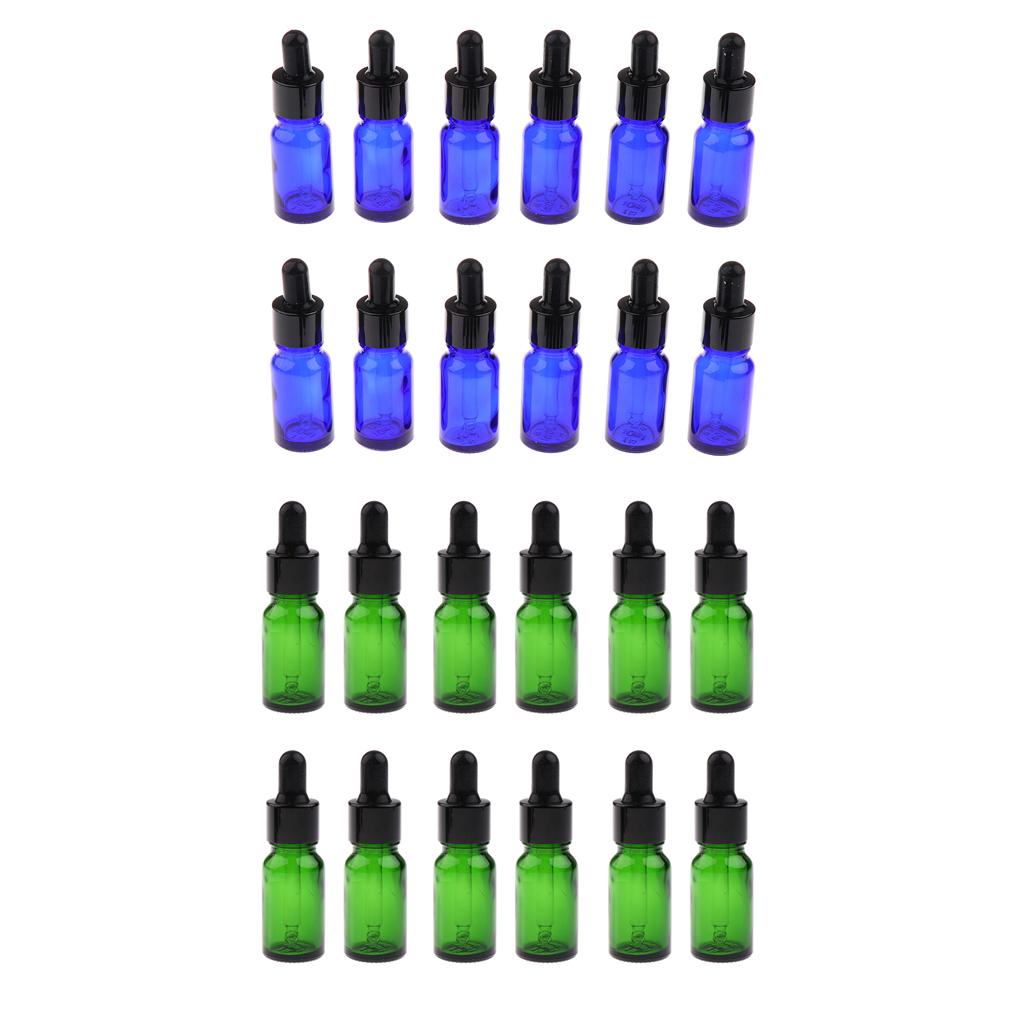24Pieces Empty Essential Oil Bottle Glass Liquid Aromatherapy Dropper 10ML