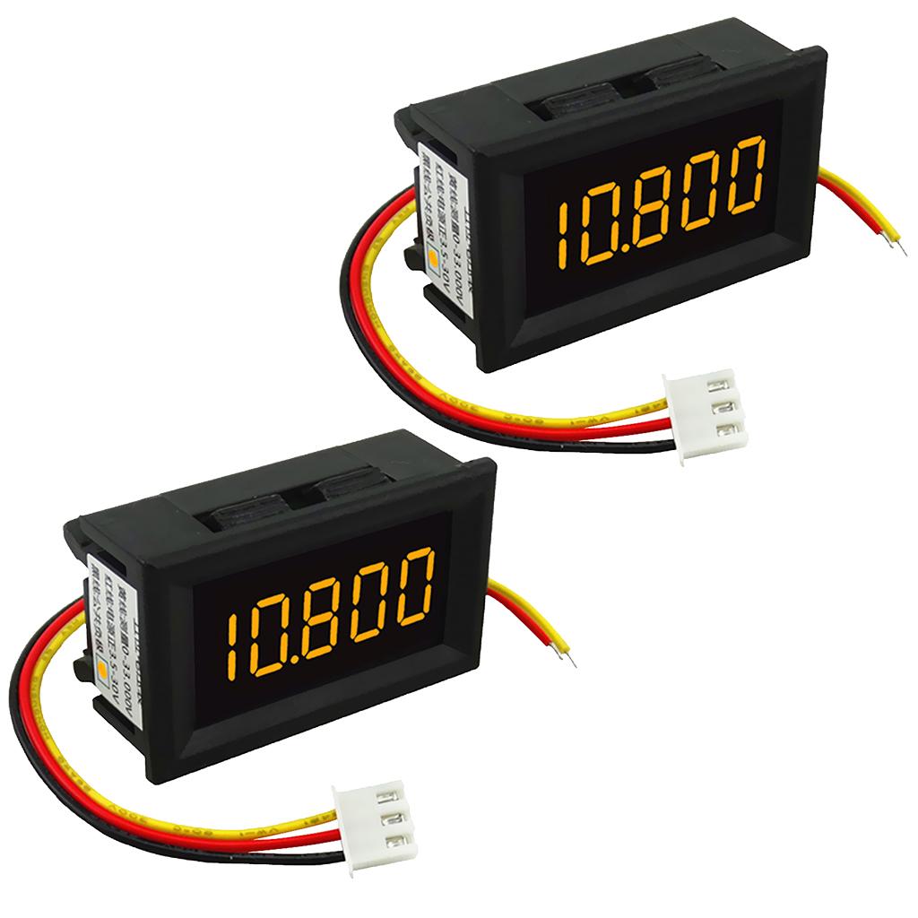 2PCS DC 3.5-30V Mini 5 Digit Digital LED Voltmeter Volt Meter Yellow Words