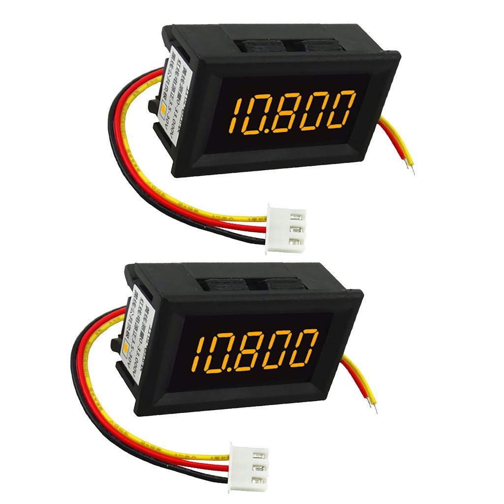 2PCS DC 3.5-30V Mini 5 Digit Digital LED Voltmeter Volt Meter Yellow Words