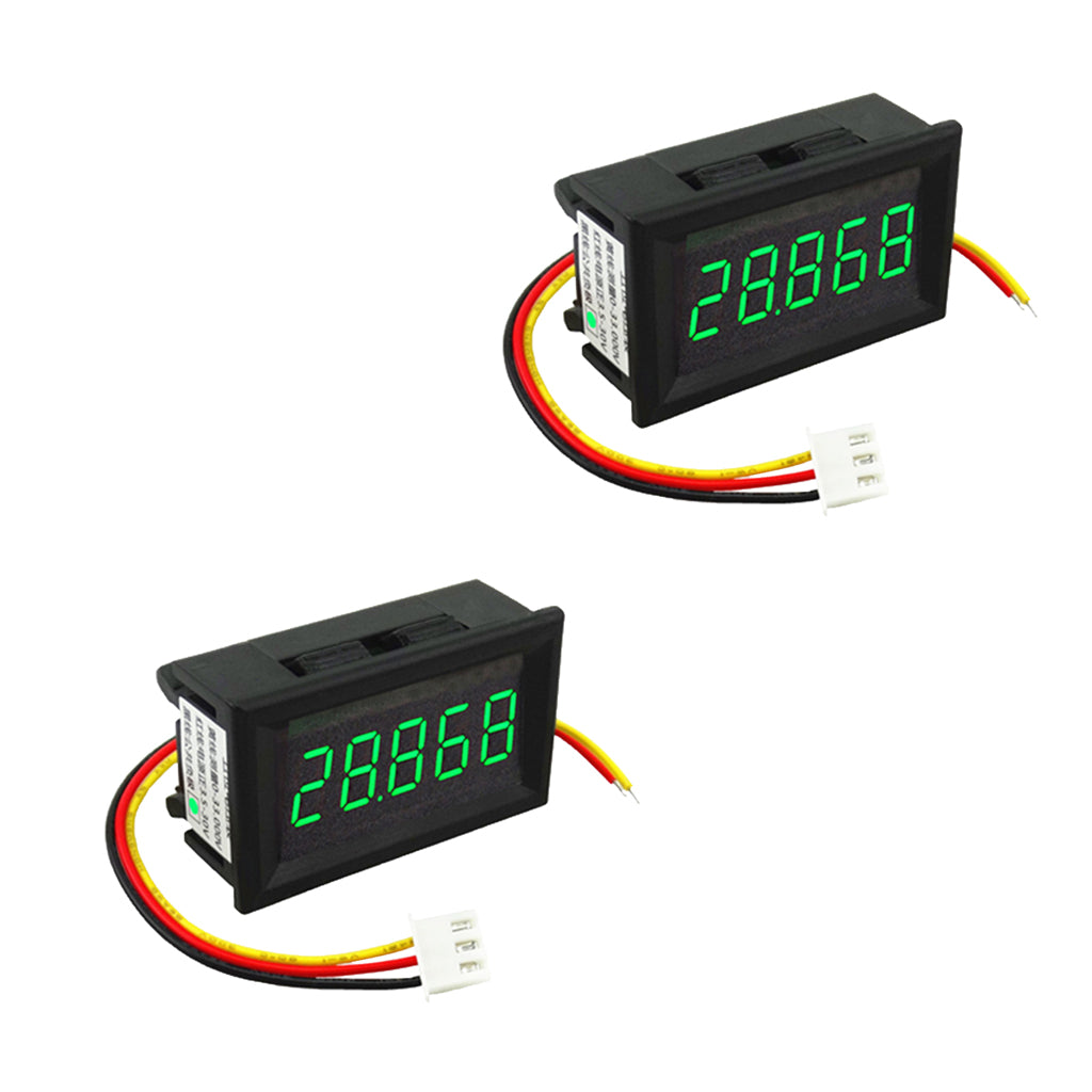 2PC DC 3.5-30V Mini 5 Digit Digital LED Voltmeter Volt Meter Panel Car Green