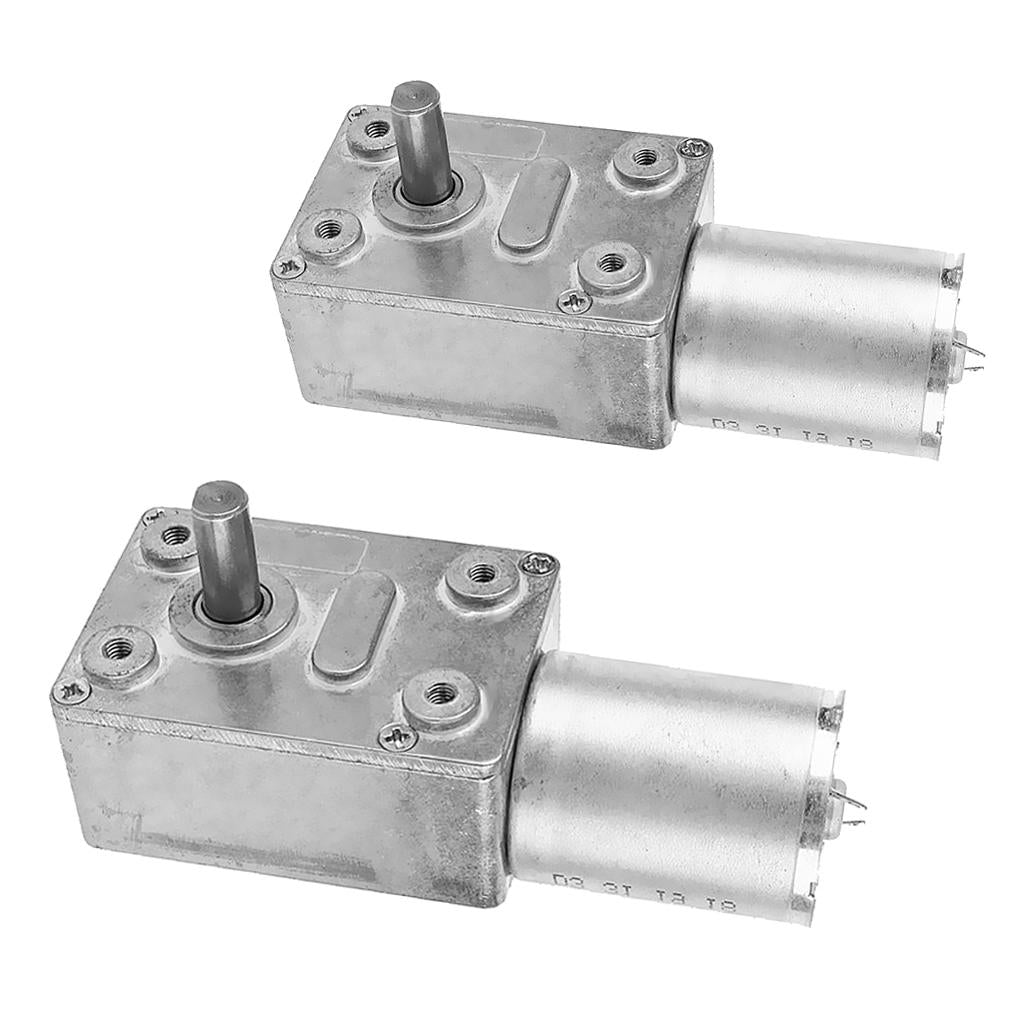 2PCS 12V High Torque Electric Worm Gear Reduction DC Motor 6RPM+3RPM