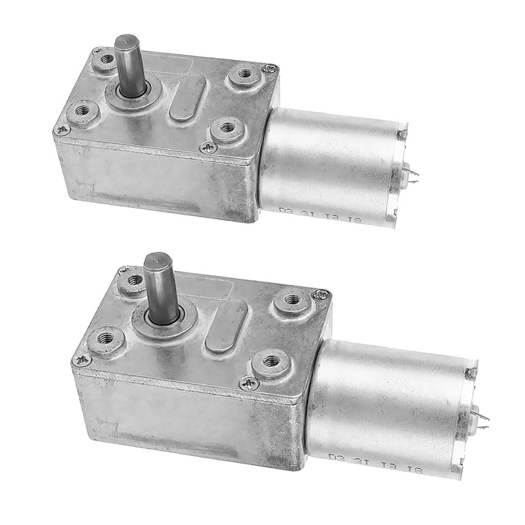 2PCS 12V High Torque Electric Worm Gear Reduction DC Motor 6RPM+3RPM