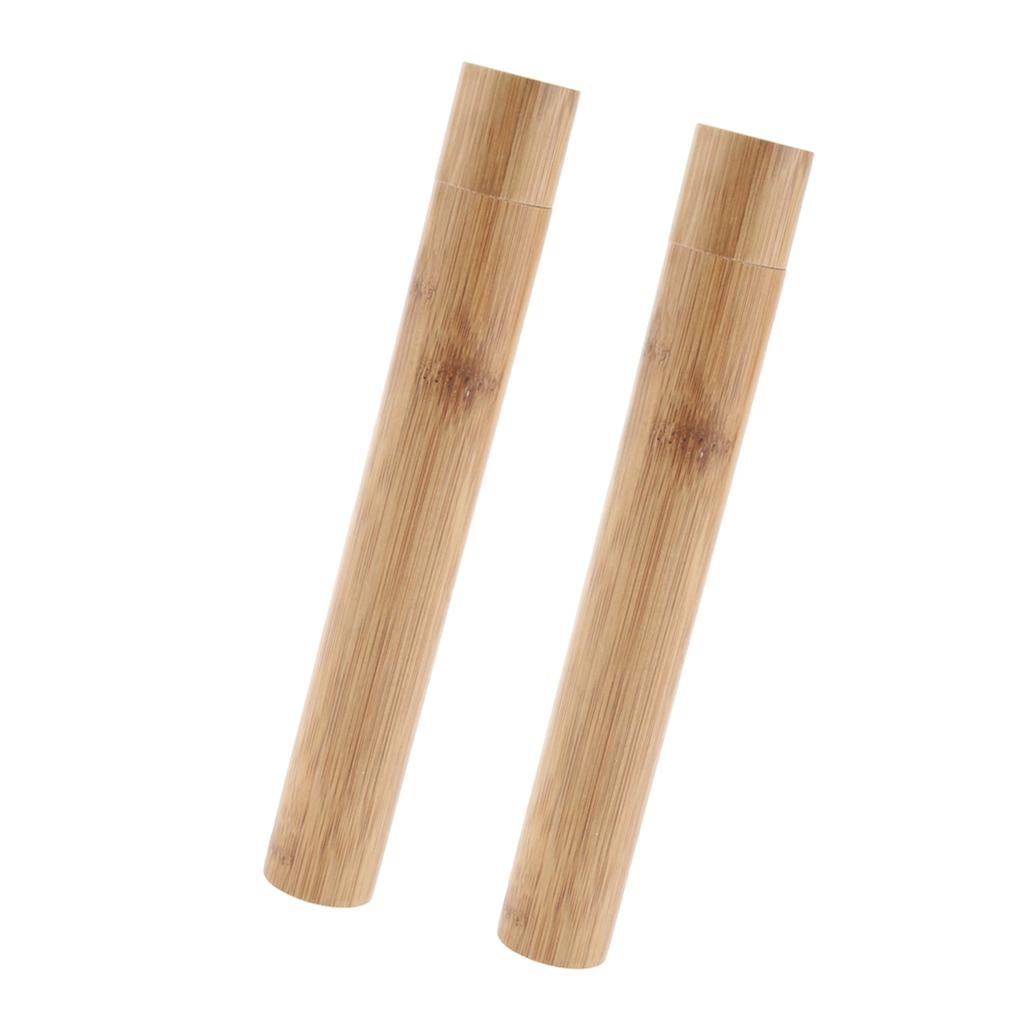 2 x Portable Travel Natural Bamboo Toothbrush Case Toothbrush Protect Holder