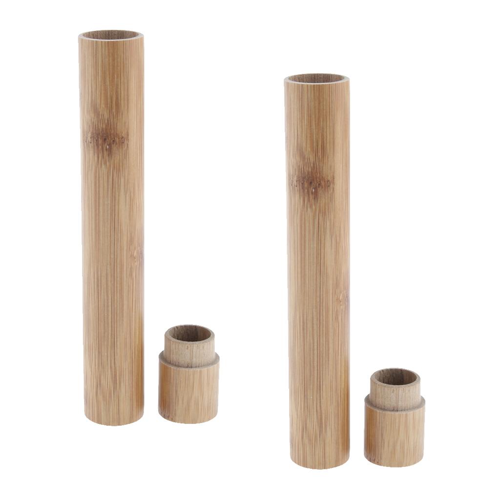 2 x Portable Travel Natural Bamboo Toothbrush Case Toothbrush Protect Holder
