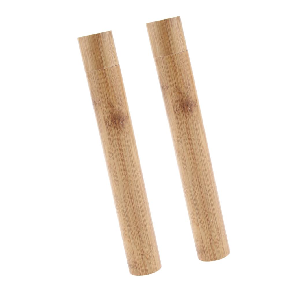 2 x Portable Travel Natural Bamboo Toothbrush Case Toothbrush Protect Holder