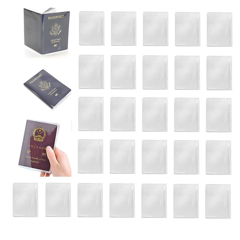 30Pack Waterproof Passport Cover Clear Plastic ID Card Protector Case Clear