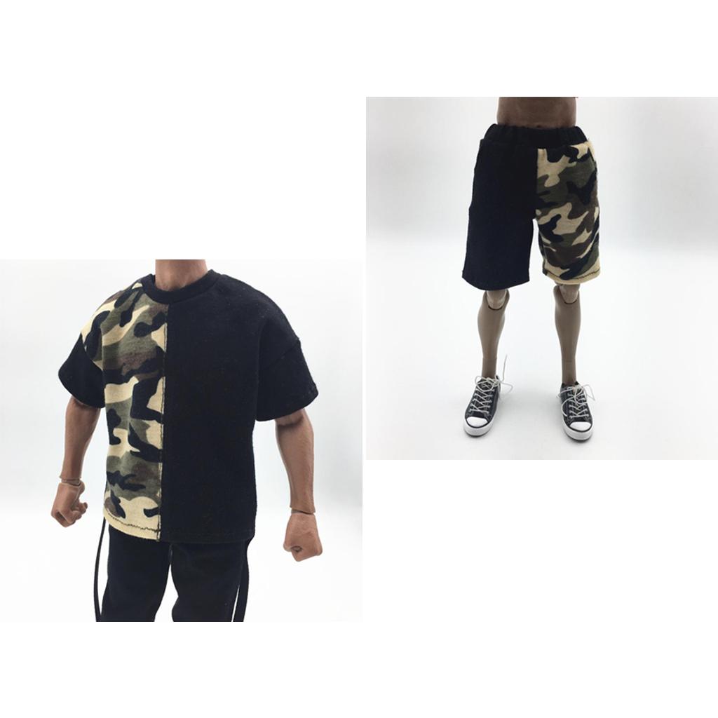 1/6 Scale Male Camouflage T-shirt Pants for 12inch Action Figure Accessories