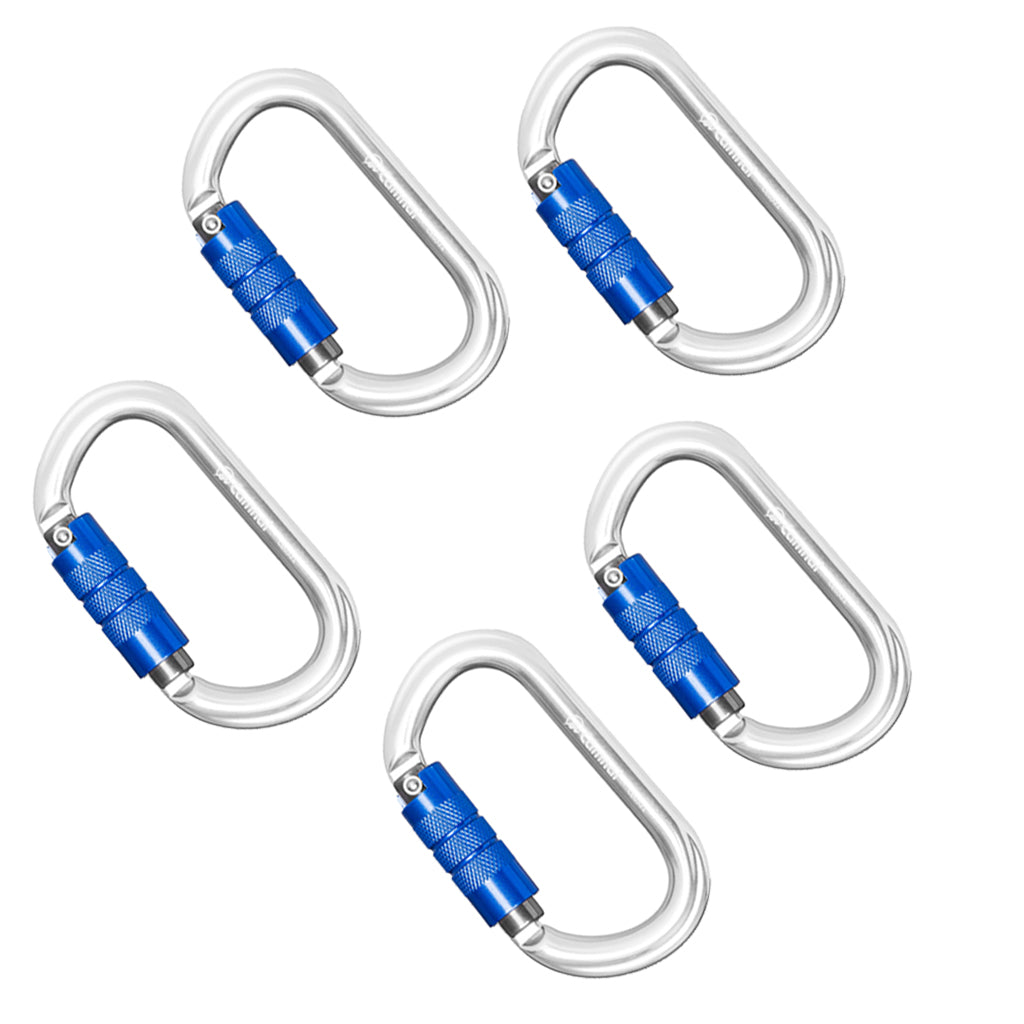 5pcs 25KN Aluminum Climbing Rescue Carabiner D Type Auto Locking Silver