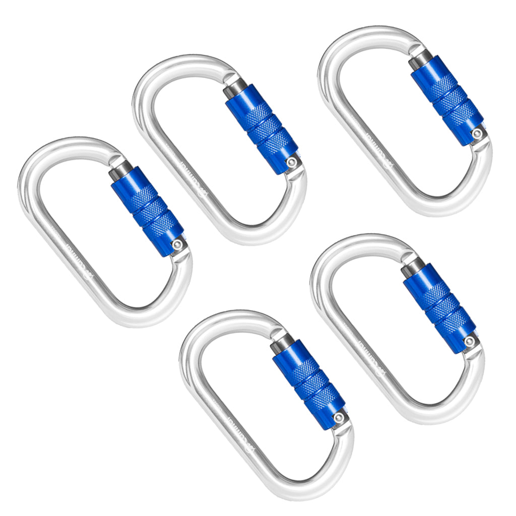 5pcs 25KN Aluminum Climbing Rescue Carabiner D Type Auto Locking Silver