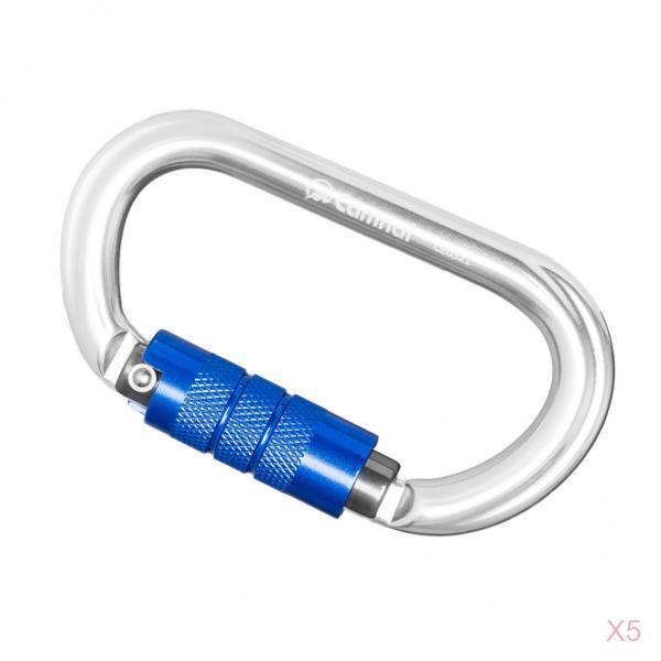 5pcs 25KN Aluminum Climbing Rescue Carabiner D Type Auto Locking Silver