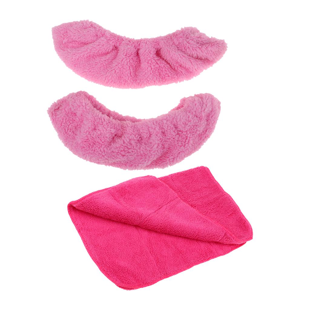 1 Pair Ice Hockey Figure Skate Blade Cover Soakers Guards and Care Kit Towel Pink S