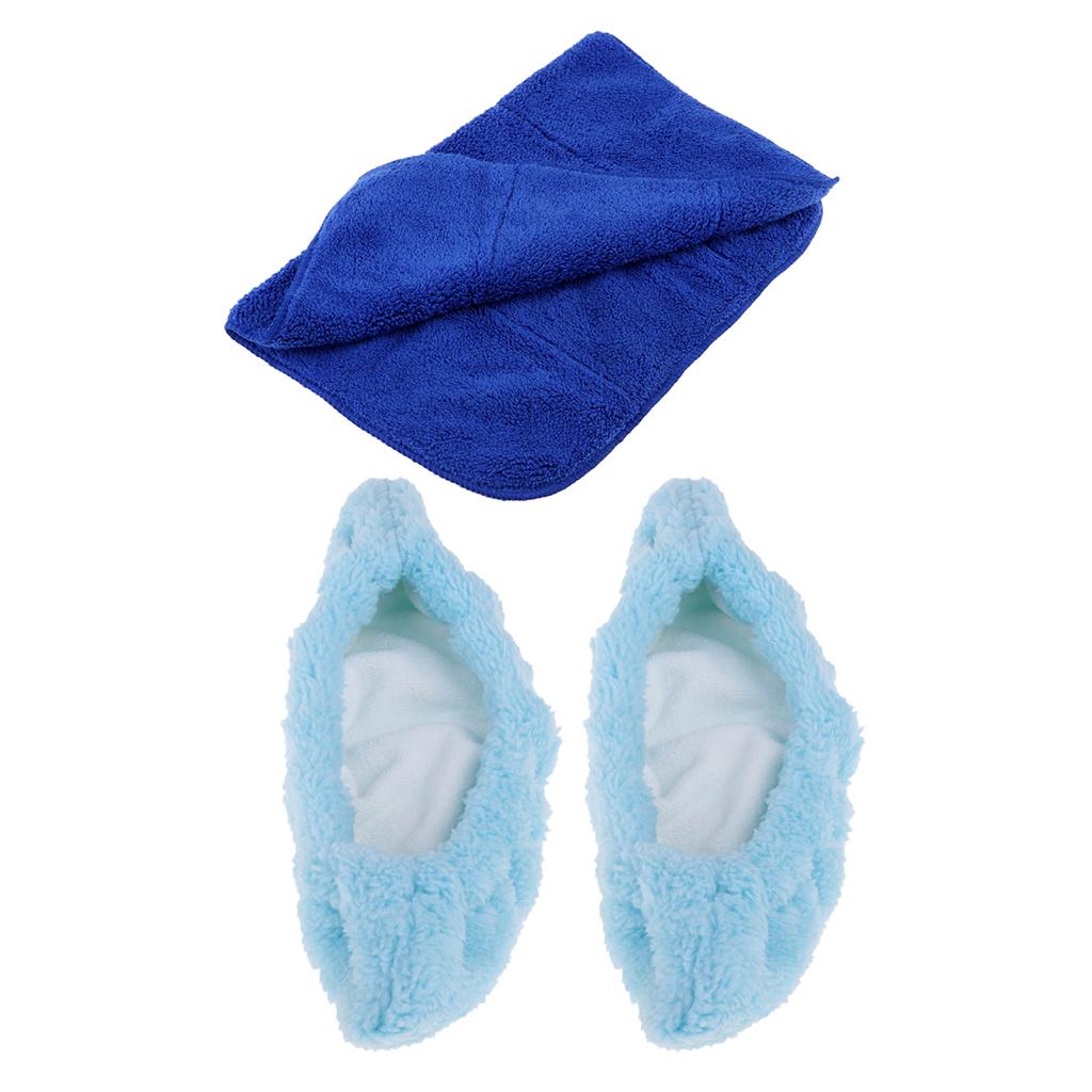 1 Pair Ice Hockey Figure Skate Blade Cover Soakers Guards and Care Kit Towel Blue M