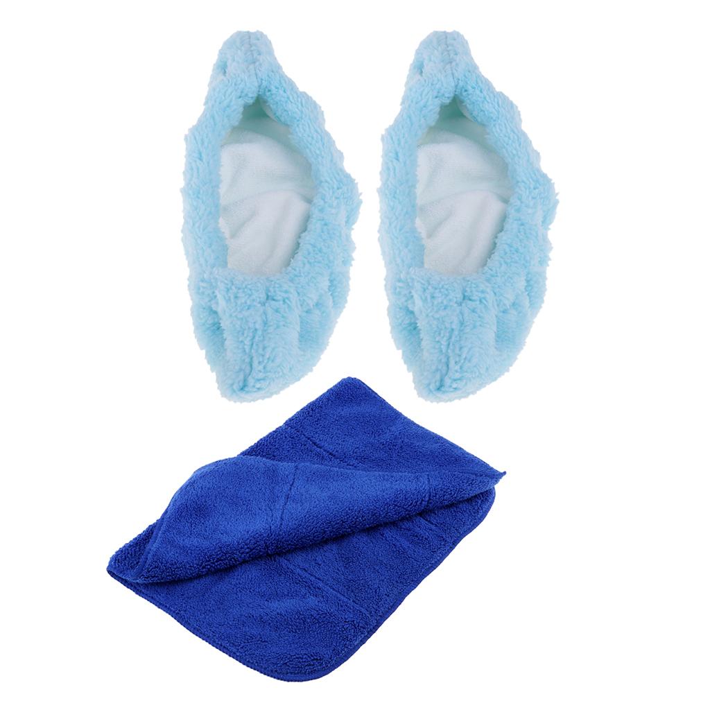 1 Pair Ice Hockey Figure Skate Blade Cover Soakers Guards and Care Kit Towel Blue M