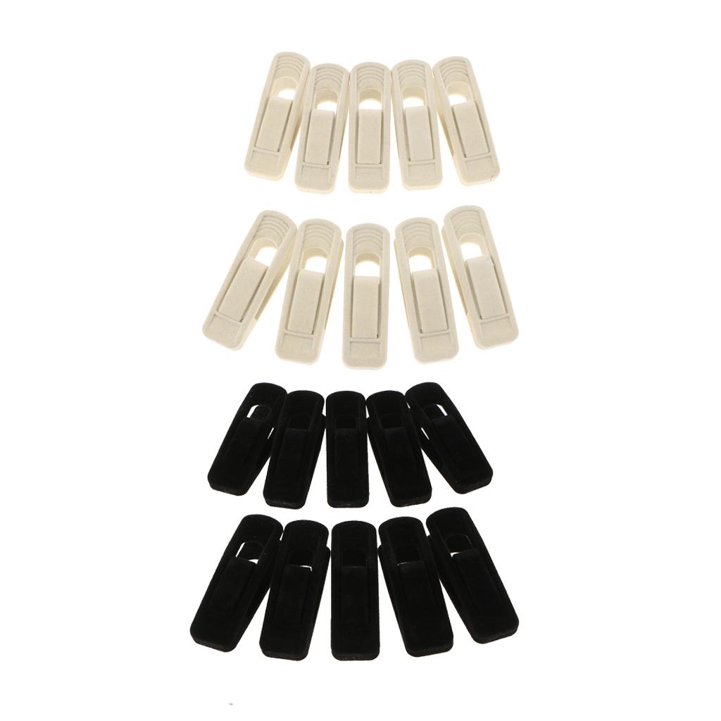 Black &Beige 20pcs Flocked Clothes Velvet Clips/Clothespins/Clothing Clamps