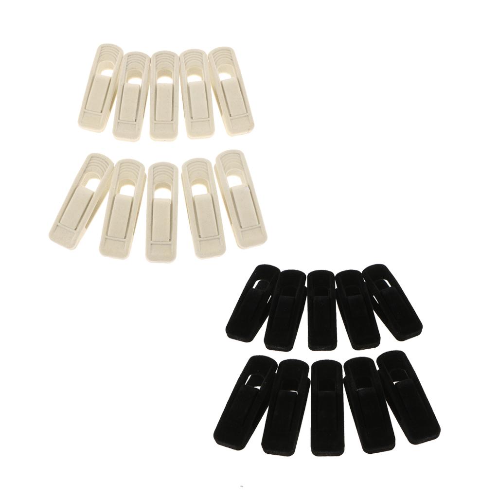 Black &Beige 20pcs Flocked Clothes Velvet Clips/Clothespins/Clothing Clamps