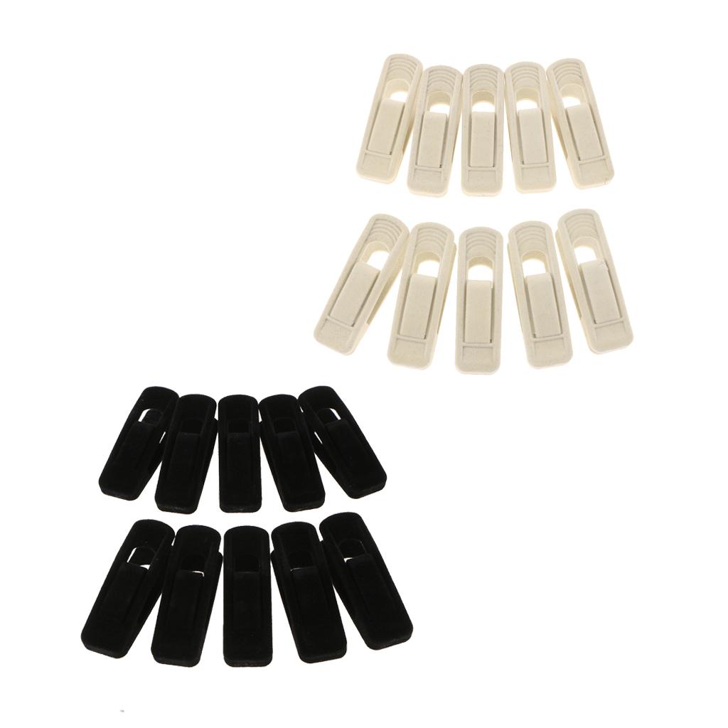 Black &Beige 20pcs Flocked Clothes Velvet Clips/Clothespins/Clothing Clamps