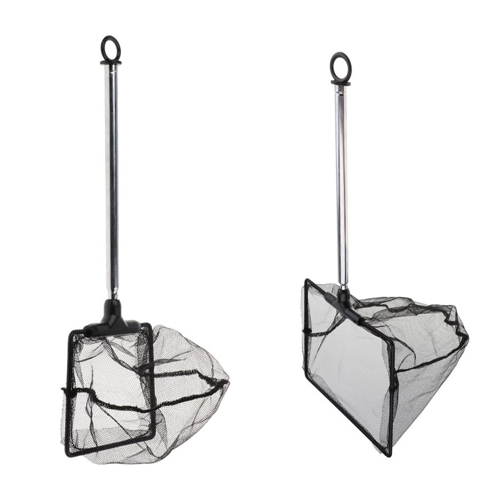 2Pcs Small Aquarium Fish Net with Extendable Long Handle for Betta Fish Tank