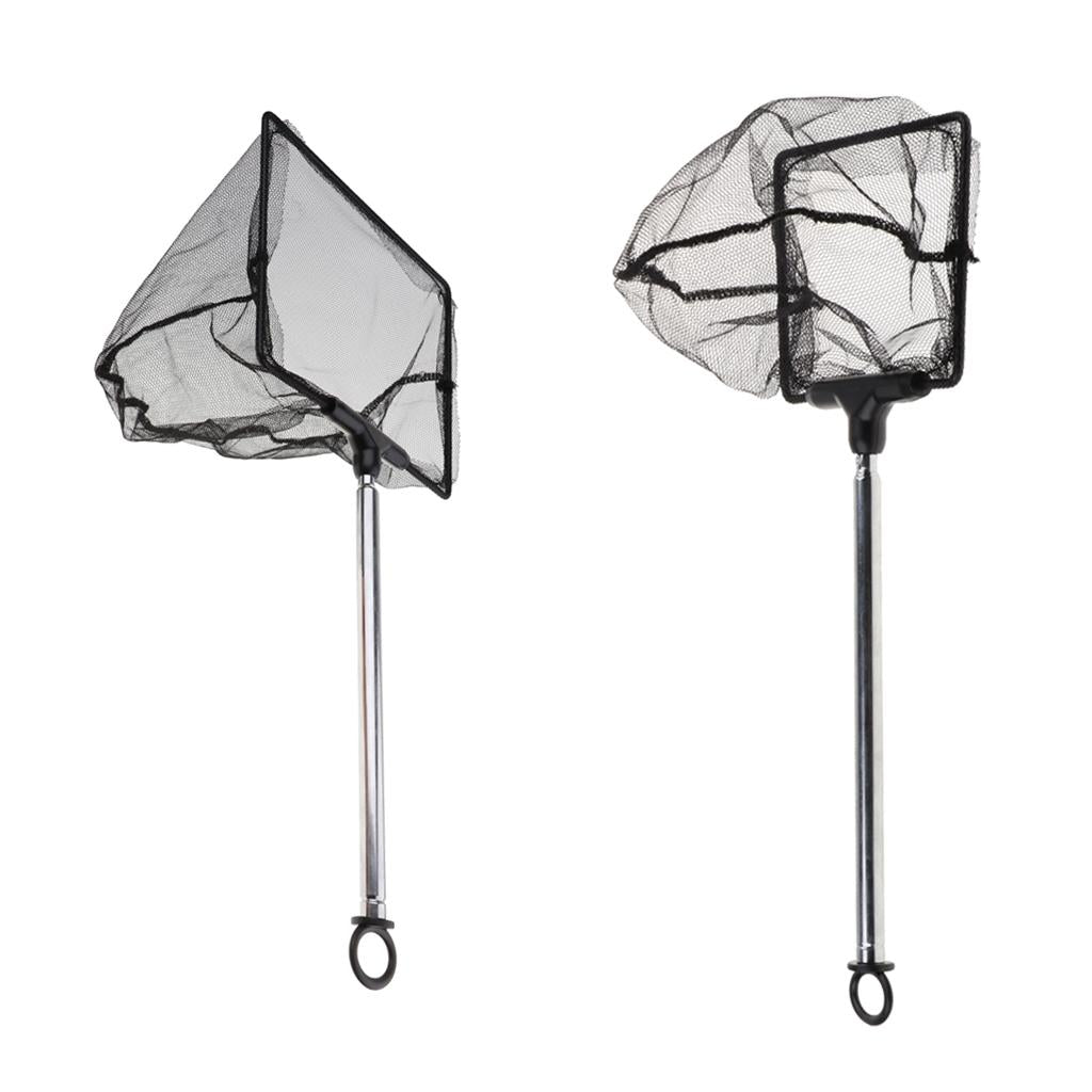 2Pcs Small Aquarium Fish Net with Extendable Long Handle for Betta Fish Tank