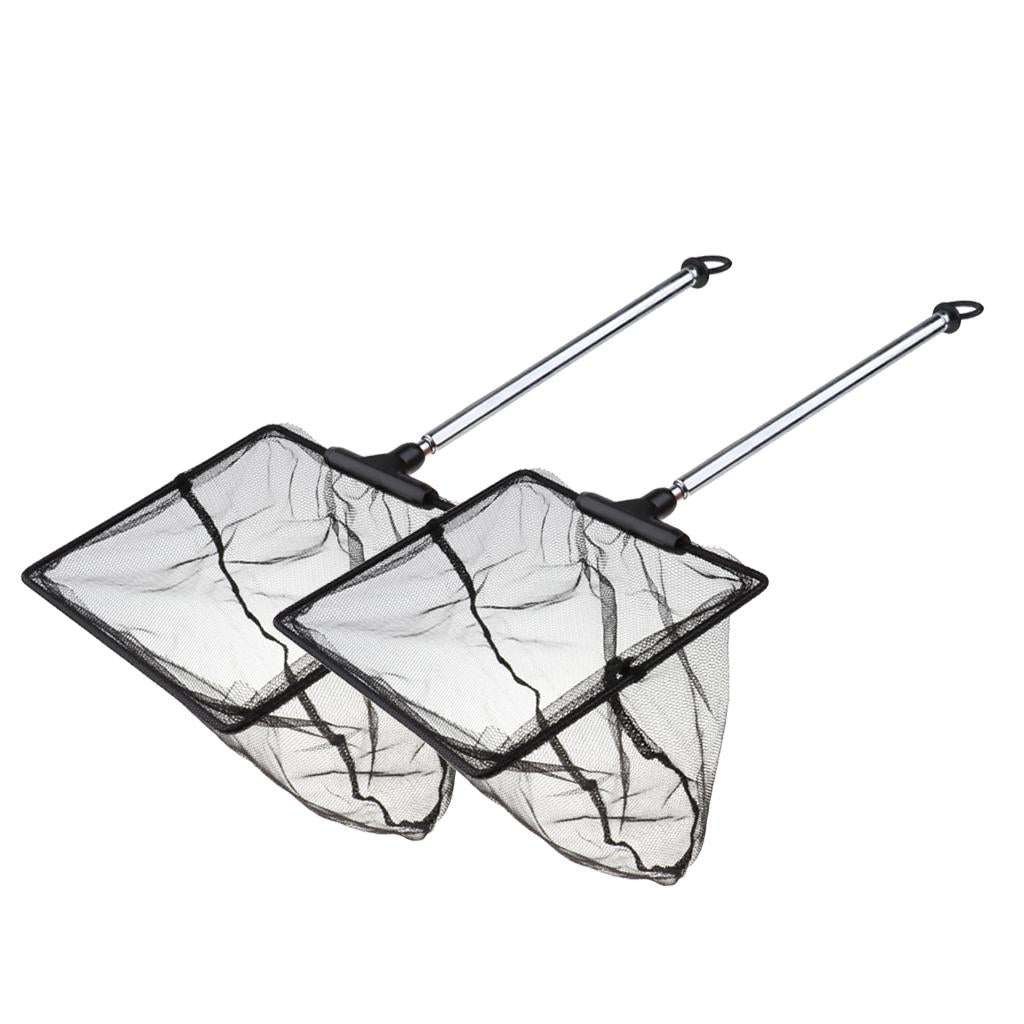 2x Small Aquarium Fish Net with Extendable Long Handle for Betta Fish Tank L