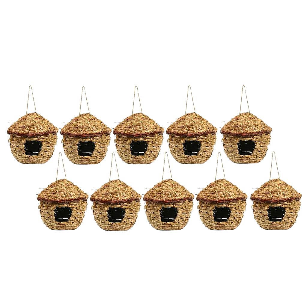 10x Grass House 12cm Handwoven Straw Bird Nest Hatching Breeding Grass Cave