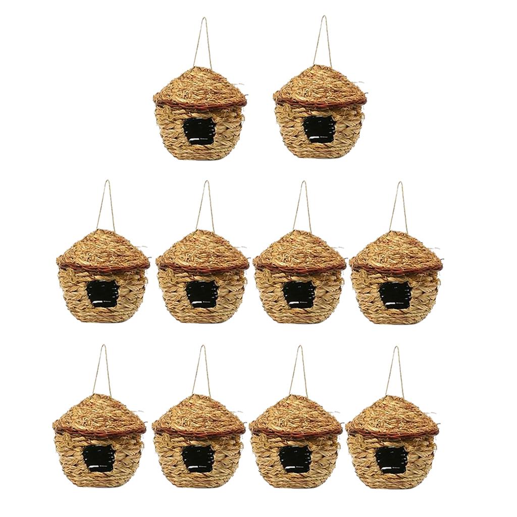 10x Grass House 12cm Handwoven Straw Bird Nest Hatching Breeding Grass Cave