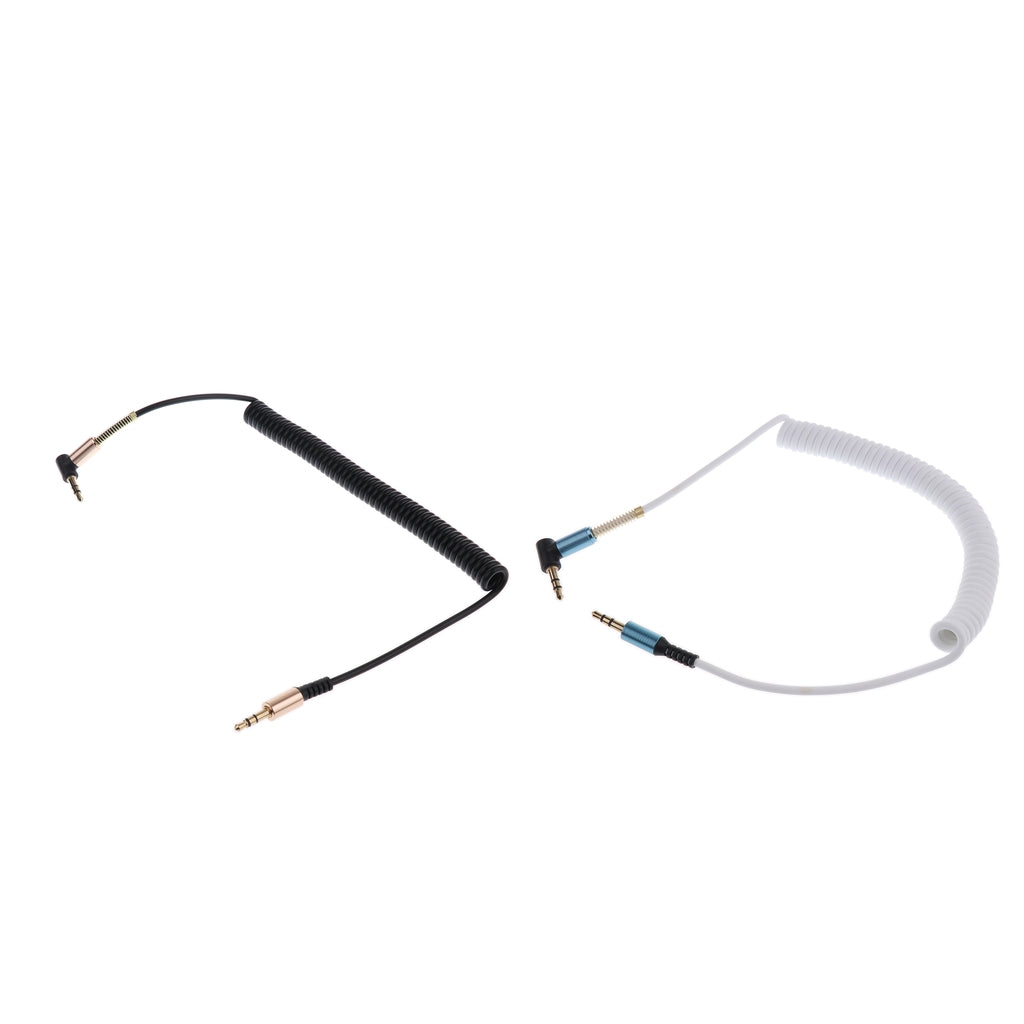 2 Pieces 3.5mm M-M Coiled Audio Cable Wire Headphone Aux Input Cable