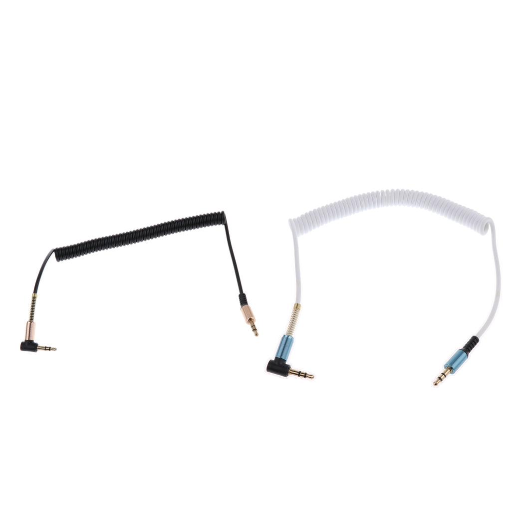 2 Pieces 3.5mm M-M Coiled Audio Cable Wire Headphone Aux Input Cable