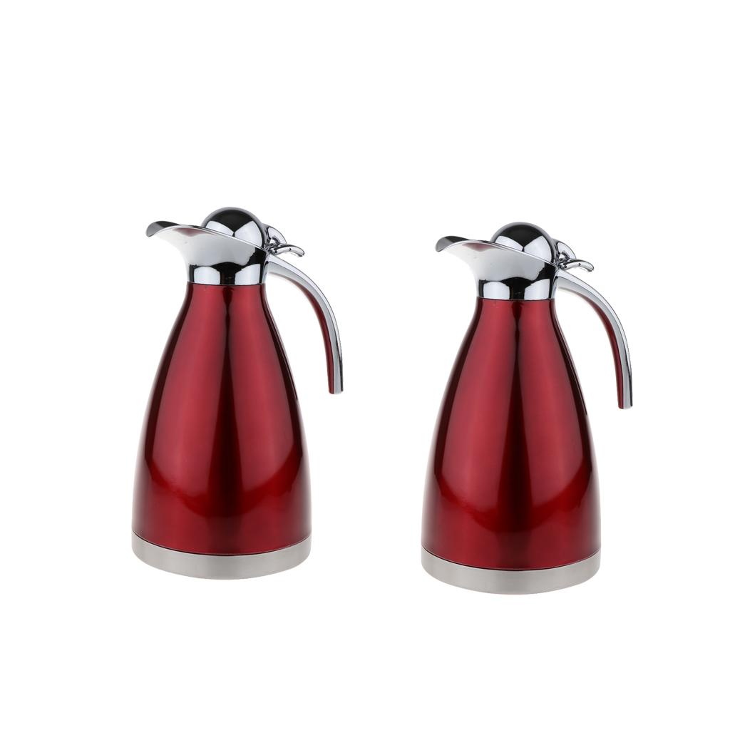 2x1.5L Red Stainless Steel Double Wall Insulated Coffee Carafe Tea Kettle