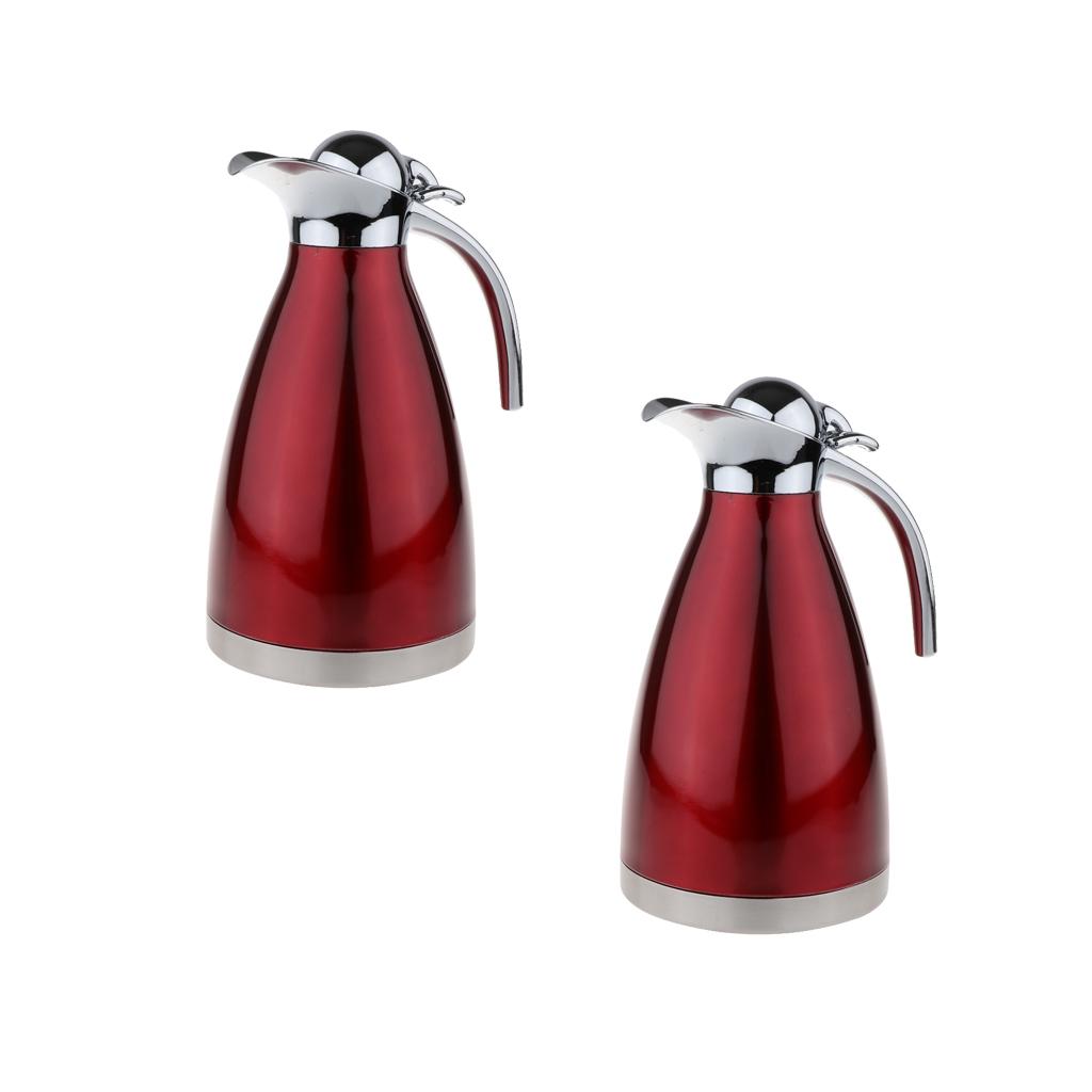 2x1.5L Red Stainless Steel Double Wall Insulated Coffee Carafe Tea Kettle
